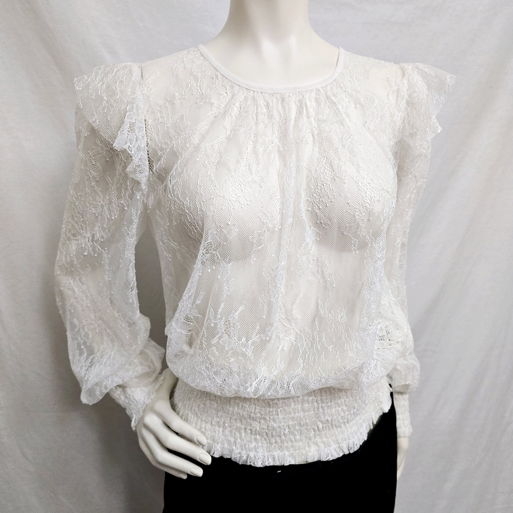 WHBM White Lace Shell Size Small